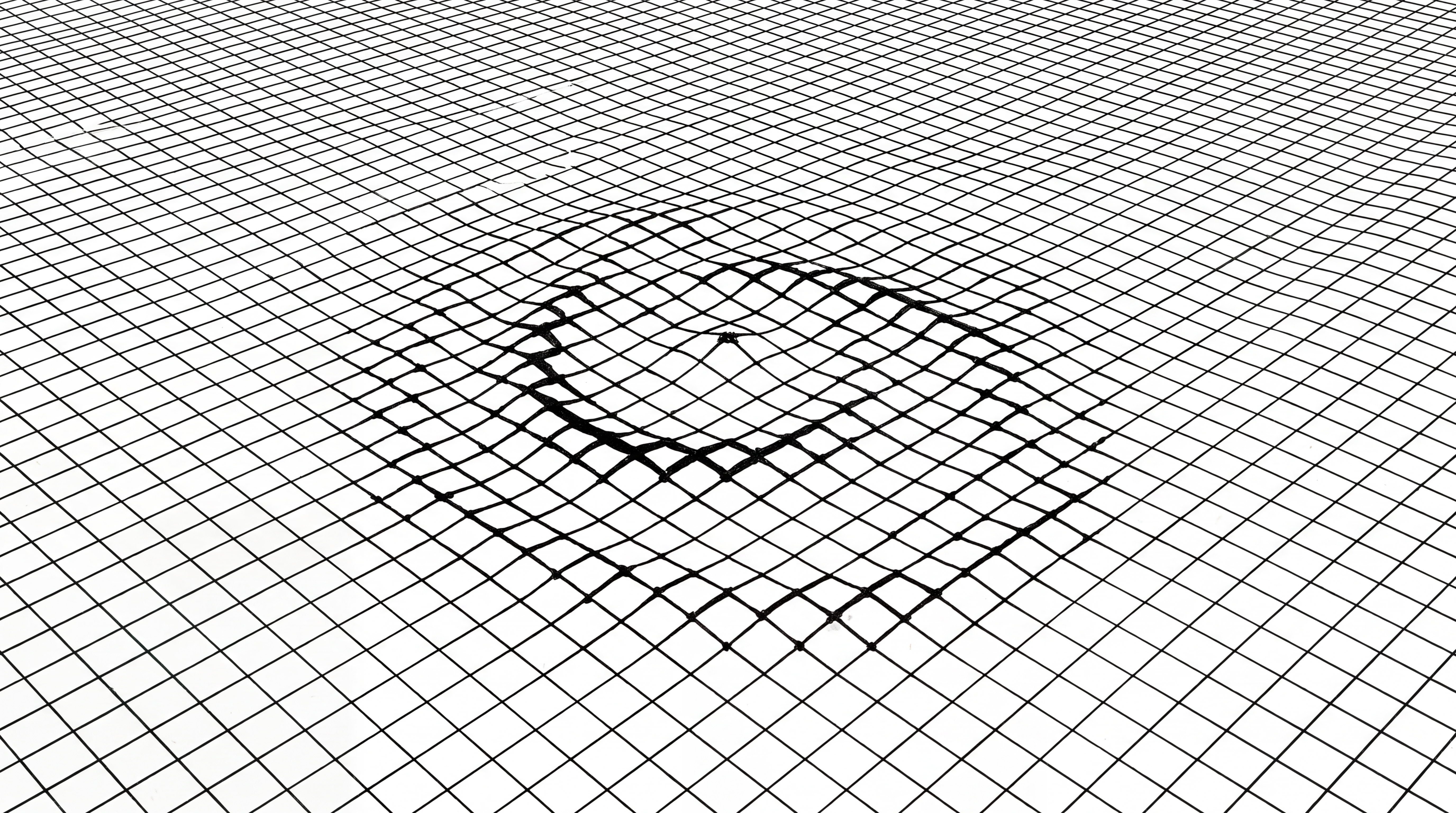 Ink wave ripples across grid distortion pattern