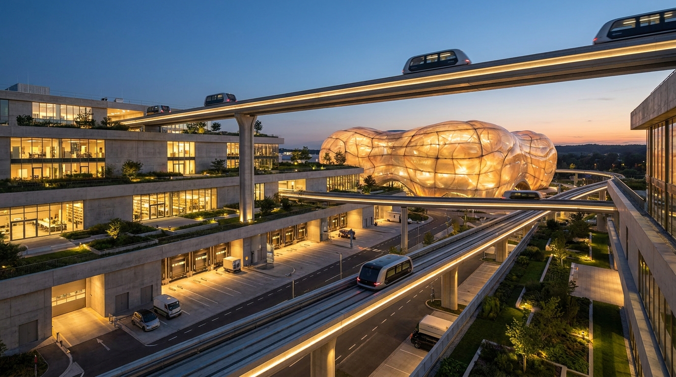 Smart logistics facility with autonomous transport pods